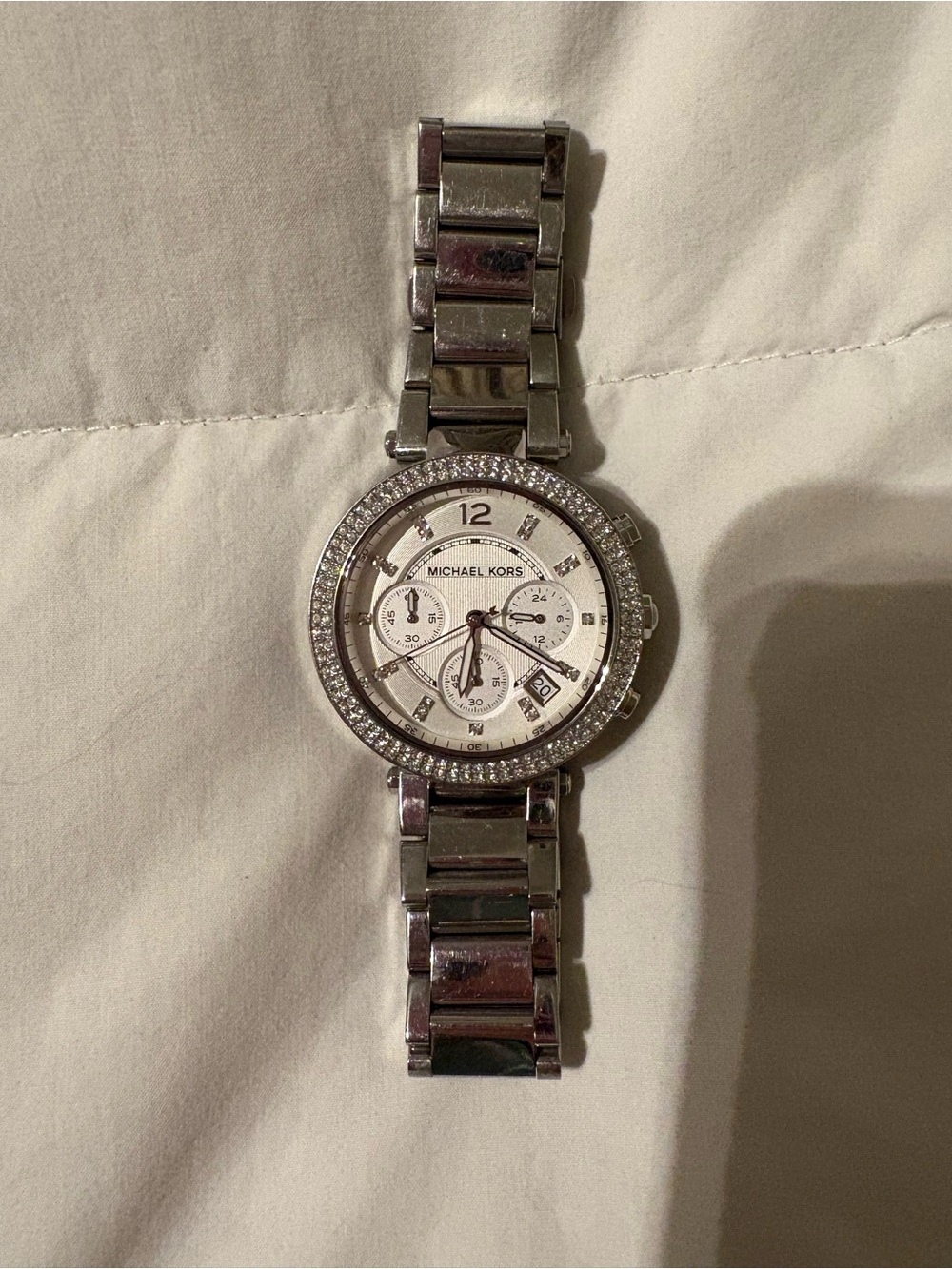 Michael Kors Silver-Tone Crystal Bezel Women's Watch